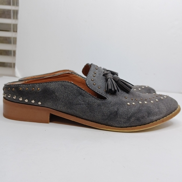 Mi iM Boho Leather Studded Tassel Loafer Flats - Picture 6 of 13